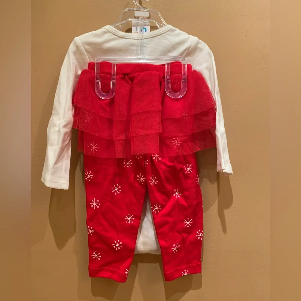 Girls Size 12M Adorable Carter's 2 Piece Tutu Pants Set Snowman Christmas NWT